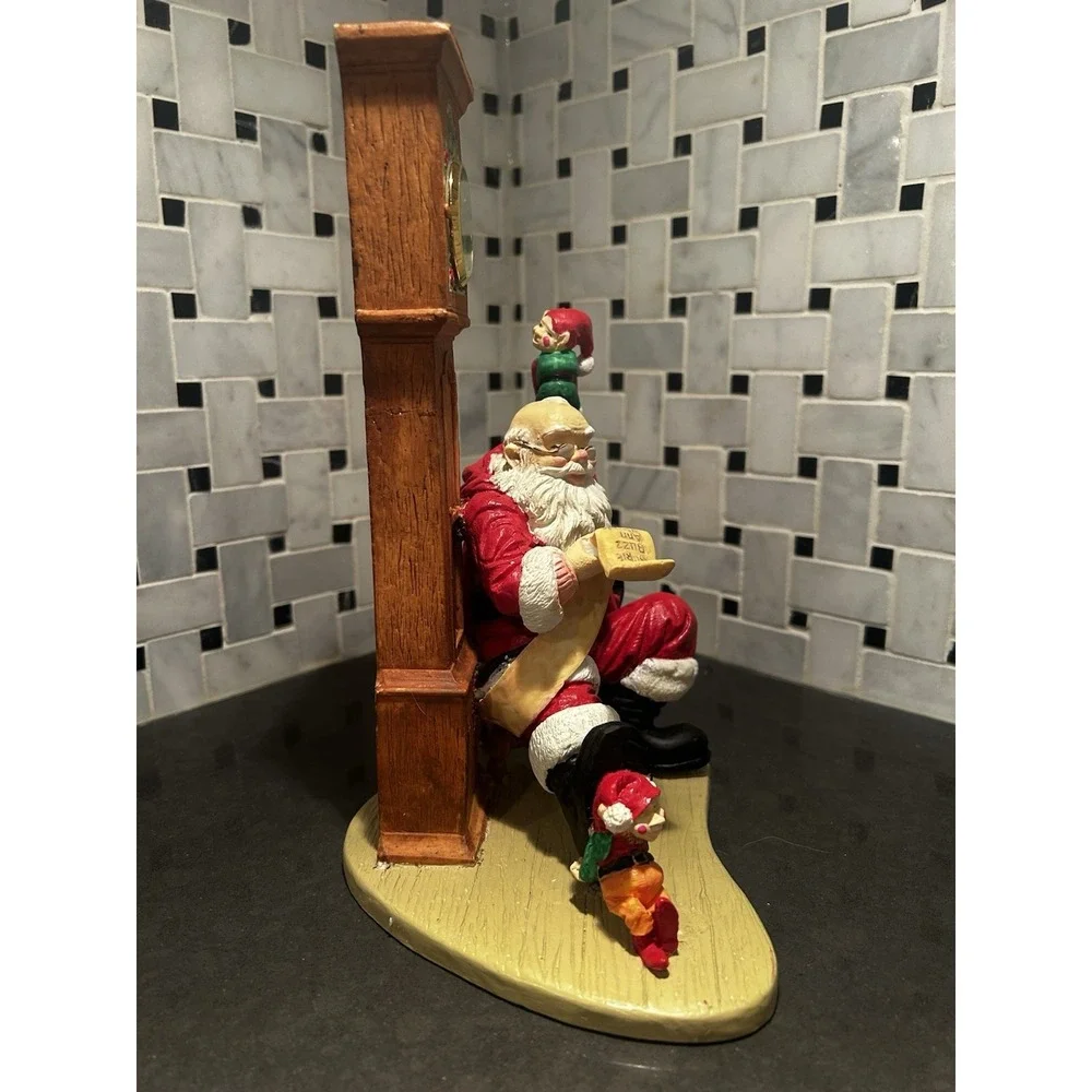 Vintage 1995 Howard Miller Clock Santa Claus Christmas Checkin It Twice WORKING!